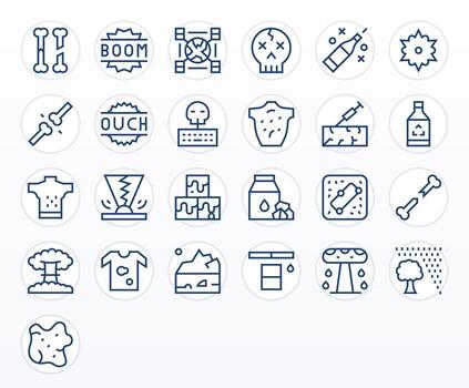 Damage Ultimate Package with 25 High Resolution Regular Line Editable Icons vector