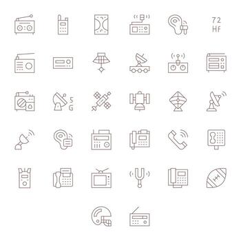 Receiver 256x256 Icon Pack with 32 Thin Line Display Perfect Elements vector