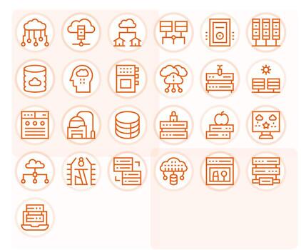 datos centrar icono biblioteca con 25 regular línea 256x256 cuadrícula equipado diseños vector