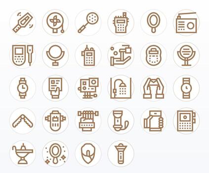 Mano completar paquete con 28 alto resolución negrita línea píxel Perfecto íconos vector