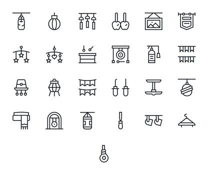 Hanging Icon Repository containing 25 Regular Line Retina Ready Pixel Optimized graphics vector