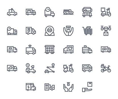28 256x256 Bold Line Icons for Delivery Service with Pixel Optimized precision vector