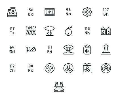 25 Pixel Optimized Regular Line Icons from Nuclear Collection vector