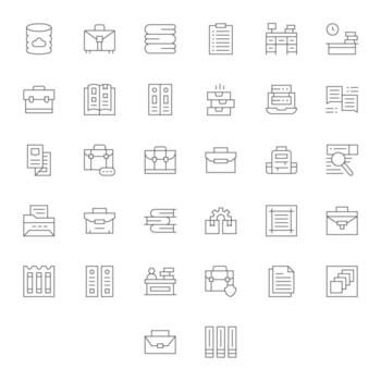 Documents Visual Pack containing 32 Thin Line Pixel Aligned Icons vector