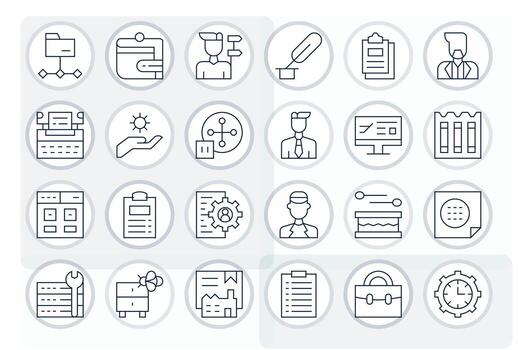 Management Icon Repository containing 24 Thin Line 64x64 Display Perfect graphics vector