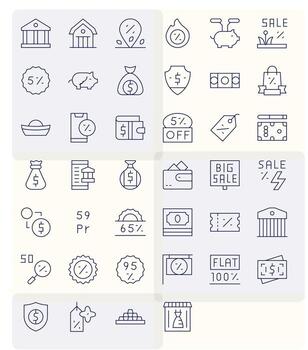 40 Retina Ready Thin Line Icons optimized for Savings Display Perfect display vector