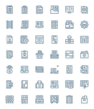 registros píxel optimizado conjunto con 42 128x128 regular línea íconos vector