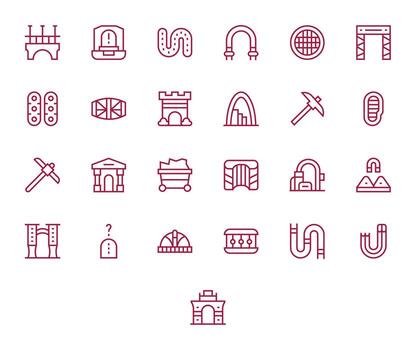 25 Regular Line Display Perfect Icons tailored for Tunnel 128x128 interface vector