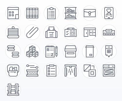 25 PIXEL Perfect Regular Line Icons designed for Organize Interface vector