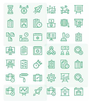 42 128x128 Icons for Project in Detail Enhanced Regular Line Format vector