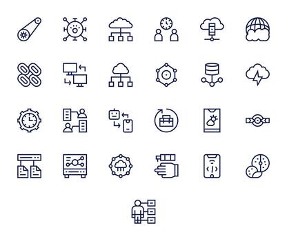 25 Regular Line Icons designed for Synchronization in 256x256 Pixel Optimized format vector