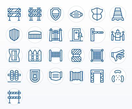 25 Icons for Barrier optimized in Pixel Aligned 64x64 Regular Line resolution vector
