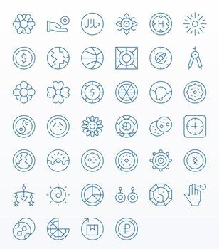 Thin Line Style Circle Icons with 40 128x128 Pixel Optimized Designs vector