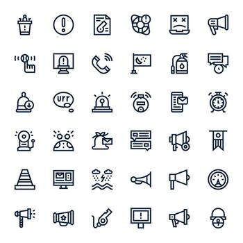 36 negrita línea íconos diseñado para alerta en alto resolución píxel optimizado formato vector