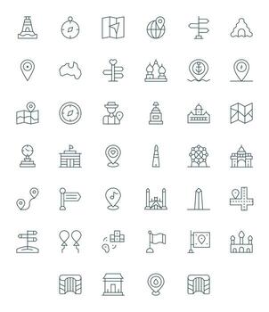 Landmark Graphics featuring 40 Thin Line Pixel Optimized 256x256 Designs vector
