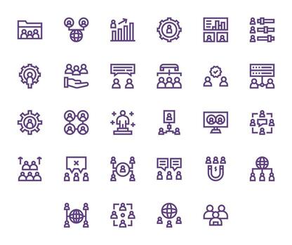 Users Pixel Optimized Set with 28 Retina Ready Bold Line Icons vector