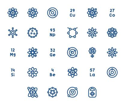 28 Icons for Atom optimized in Pixel Aligned 256x256 Bold Line resolution vector