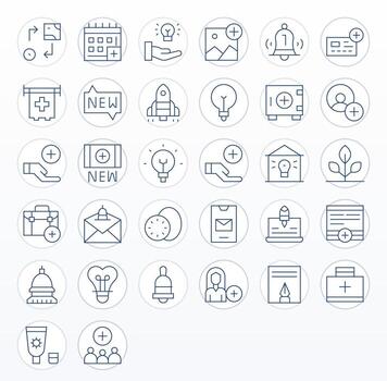 32 Icons for New featuring 128x128 Display Perfect Thin Line Graphics vector