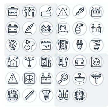 Regular Line Editable Icons from Electrical Set with 35 128x128 Icons vector