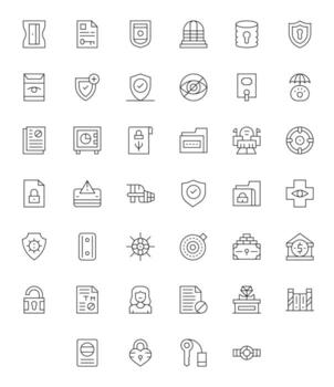 40 Thin Line Display Perfect 128x128 Icons from Protected Suite vector