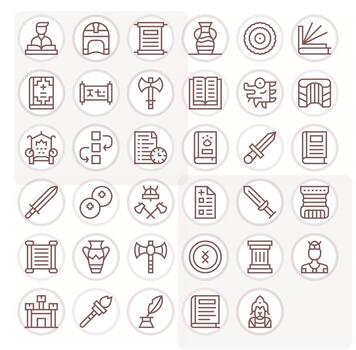 History Modern Collection with 35 Regular Line 256x256 Pixel Optimized Icons vector