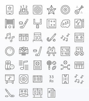 40 Thin Line Display Perfect Icons for Score Graphics vector
