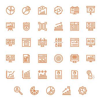 Data Visualization Exclusive Set featuring 35 Regular Line Detail Enhanced High Resolution Icons vector