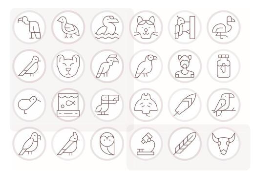 24 Pixel Optimized Thin Line Icons from Zoology Collection vector