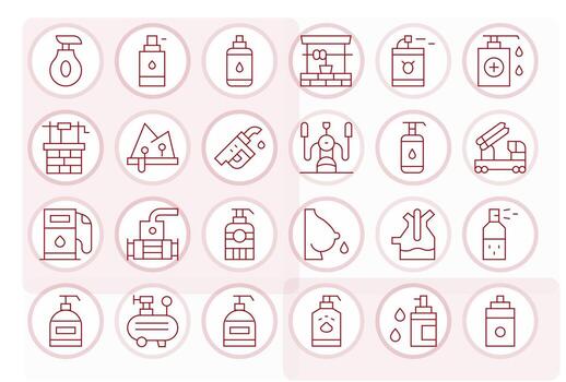 24 Thin Line Display Perfect Icons tailored for Pump 128x128 interface vector