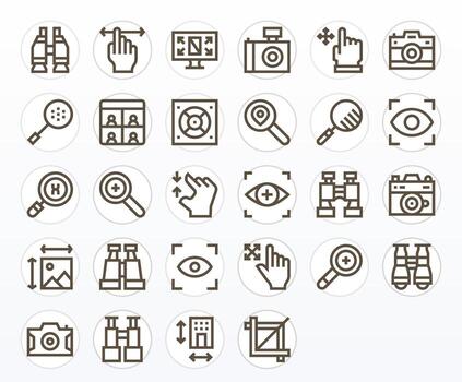 28 retina Listo negrita línea íconos optimizado para enfocar monitor Perfecto monitor vector