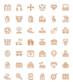 42 Regular Line Icons designed for Affection in 256x256 Display Perfect format vector