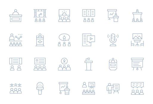 Lecture Icon Arsenal with 24 128x128 Thin Line Editable designs vector