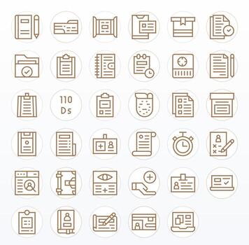 Record Essential Set including 35 Grid Fitted Regular Line High Resolution Icons vector