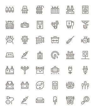 42 Editable Icons themed around Electrical in 256x256 Regular Line format vector