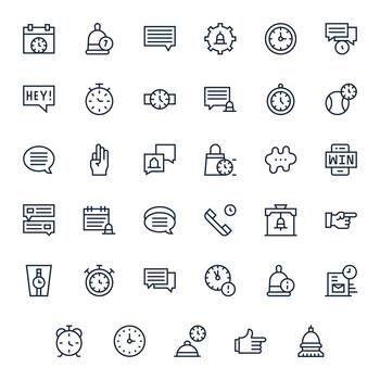Prompt Scalable Set featuring 35 PIXEL Perfect Regular Line 256x256 Icons vector