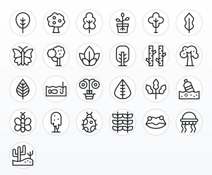 Regular Line Grid Fitted Icons from Ecosystem Set with 25 128x128 Icons vector