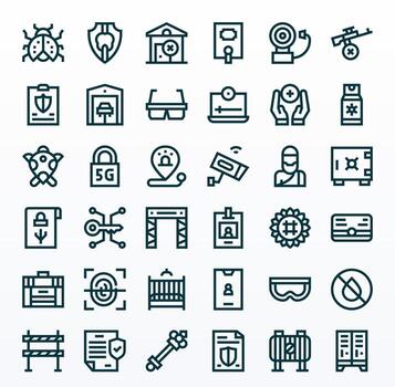 36 Icons for Security optimized in Detail Enhanced 256x256 Bold Line resolution vector