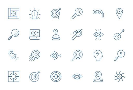 24 Icons for Focus optimized in Pixel Aligned 256x256 Thin Line resolution vector