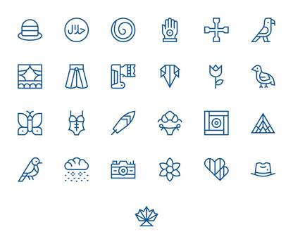 Monochrome Design Icons featuring 25 Pixel Optimized Regular Line Style vector