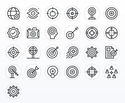 Objective Scalable Set featuring 25 Grid Fitted Regular Line Retina Ready Icons vector