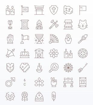 Symbolism Scalable Set featuring 40 Editable Thin Line 128x128 Icons vector