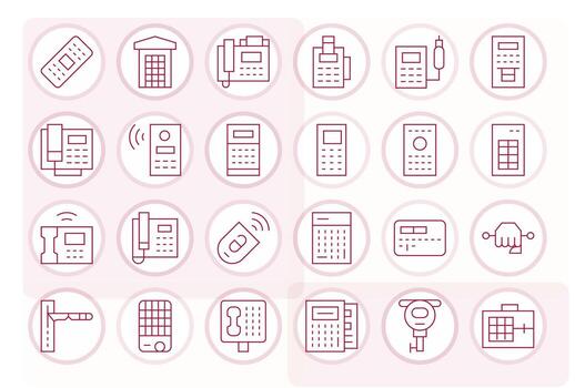 24 256x256 Thin Line Editable Icons for Keypad Projects vector
