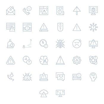 32 PIXEL Perfect Icons themed around Issue in 256x256 Thin Line format vector