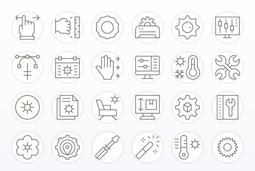 Adjust Modern Collection with 24 Thin Line High Resolution Grid Fitted Icons vector