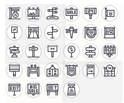28 High Resolution Bold Line Display Perfect Icons for Signage Projects vector