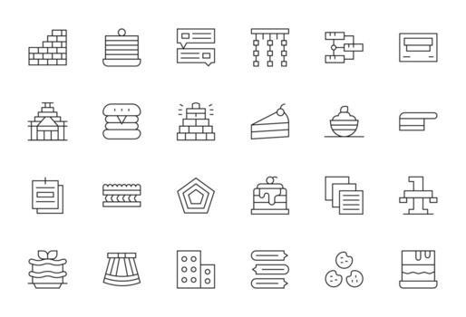 24 Grid Fitted 256x256 Icons for Layered in elegant Thin Line design vector