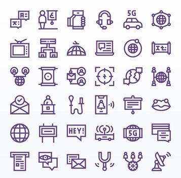 36 High Resolution Display Perfect Icons for Communication in Bold Line Theme vector