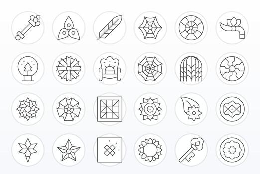 24 Icons for Ornate featuring 256x256 Pixel Optimized Thin Line Graphics vector