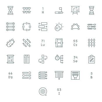 32 64x64 Thin Line Icons optimized for Sequence Pixel Optimized display vector