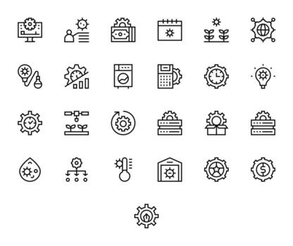 Optimization Comprehensive Bundle with 25 Detail Enhanced Regular Line Retina Ready Icons vector